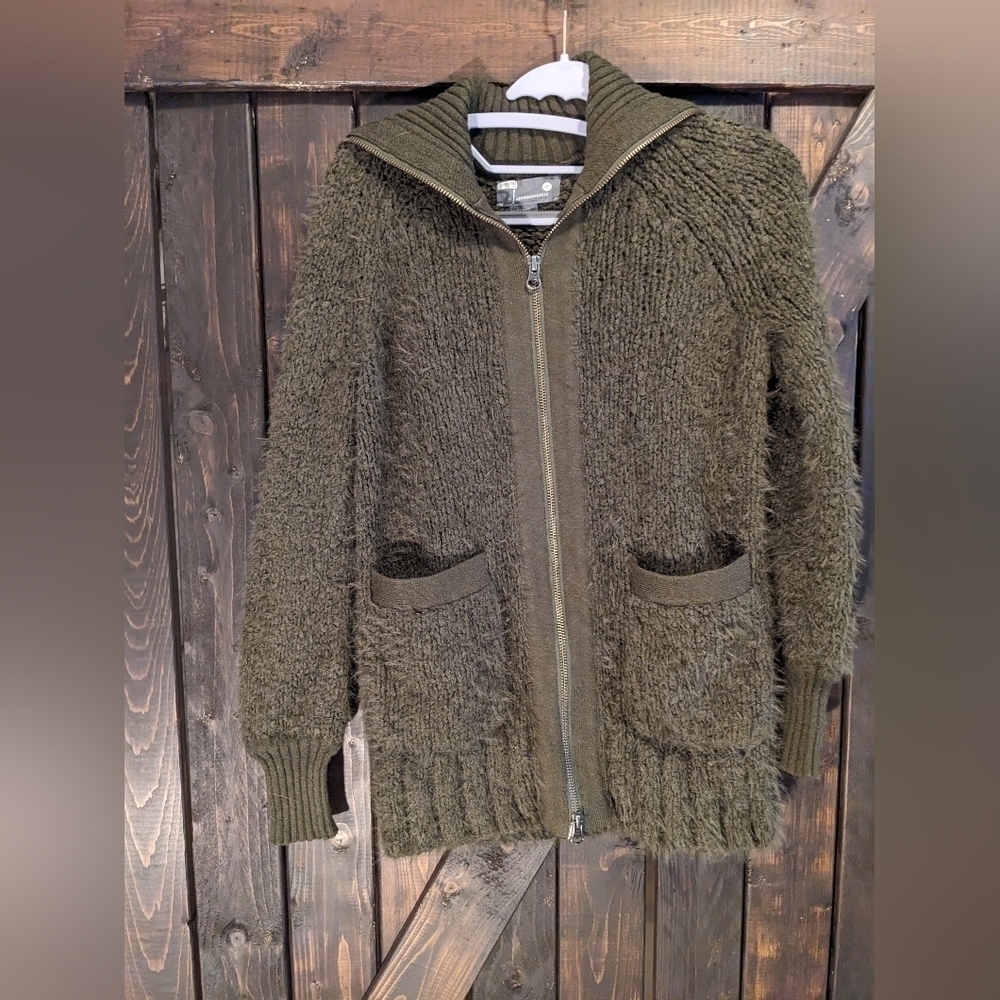 ANTHROPOLOGIE green full zip sweater, xxs - Picture 5 of 7